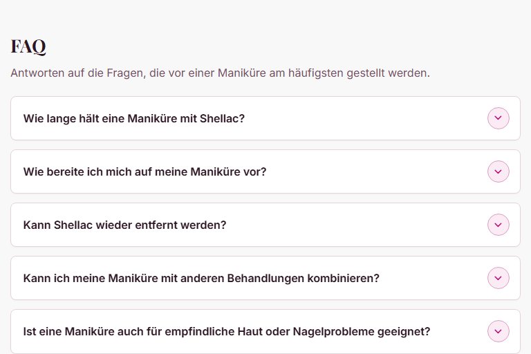 FAQ-Bereich auf einer Behandlungsseite