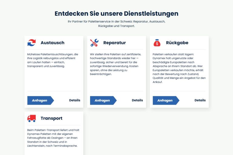 Service-Raster auf der Serviceseite