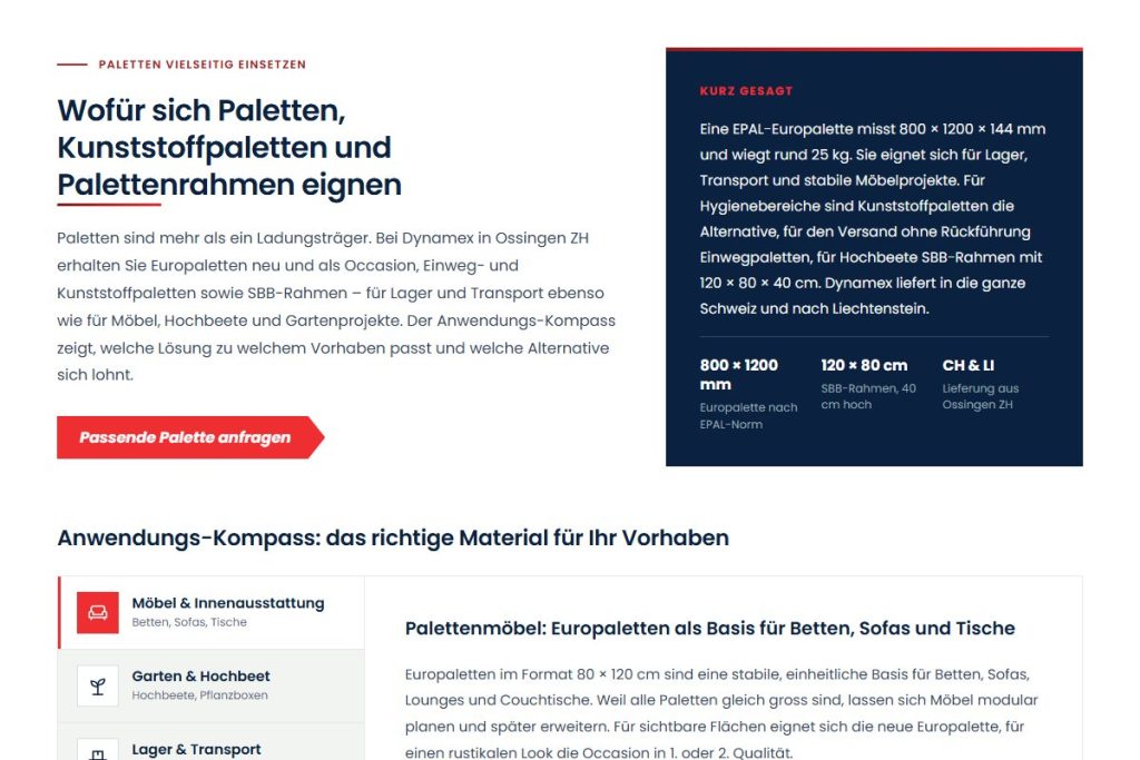 Anwendungs-Kompass für private Projekte mit Paletten