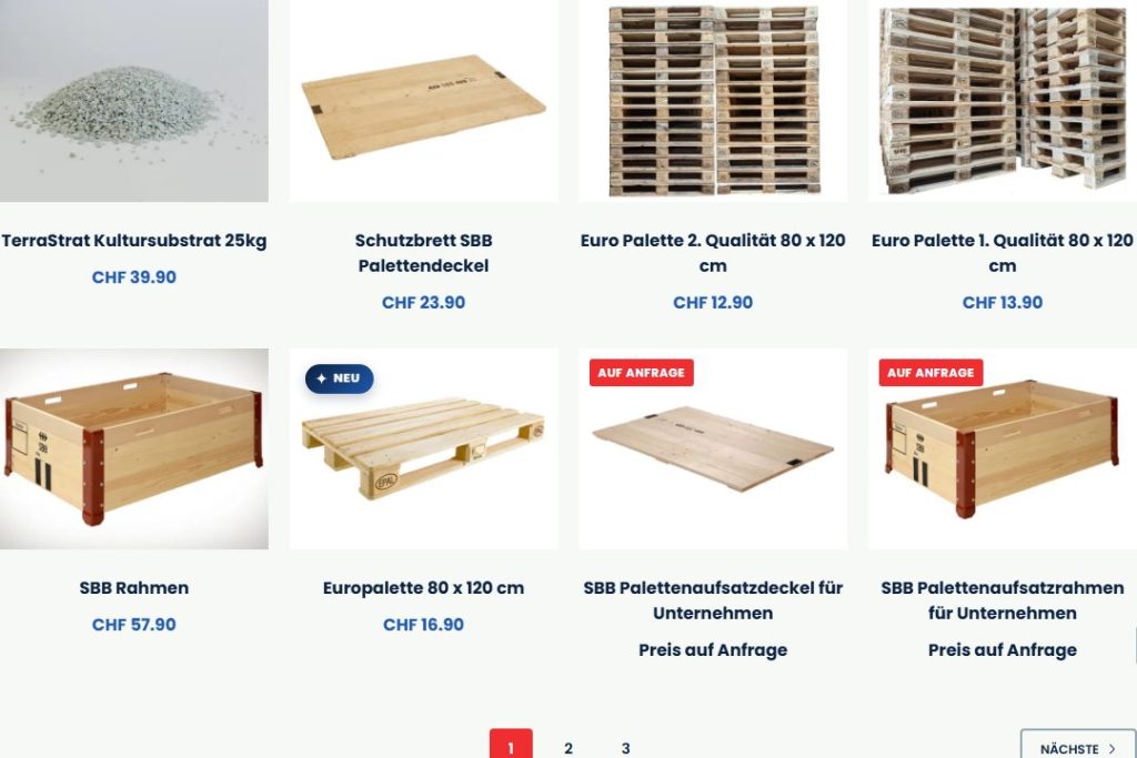 Shop mit Kaufart-Umschalter «Sofort kaufen / Auf Anfrage» in der Sidebar