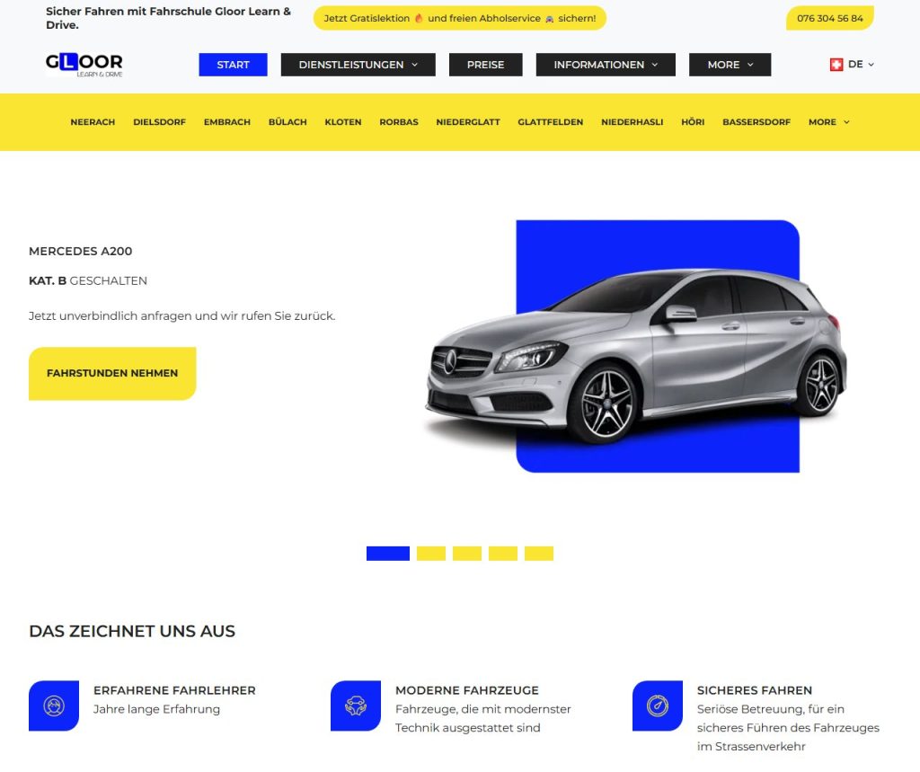 Startseite von fahrschule-gloor.ch