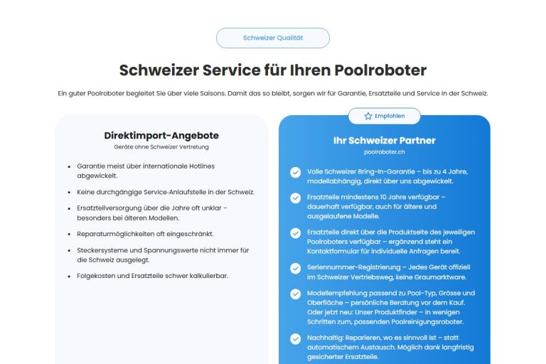 Vergleich zwischen Direktimport und Schweizer Partner auf der Startseite