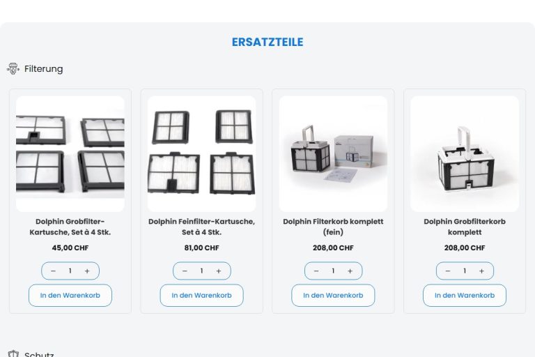 Passende Ersatzteile unter einer Produktseite