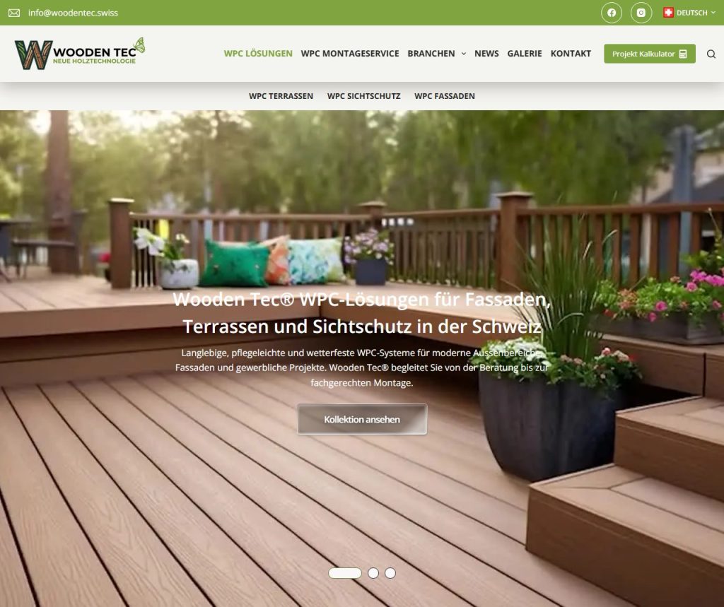 Startseite von woodentec.swiss