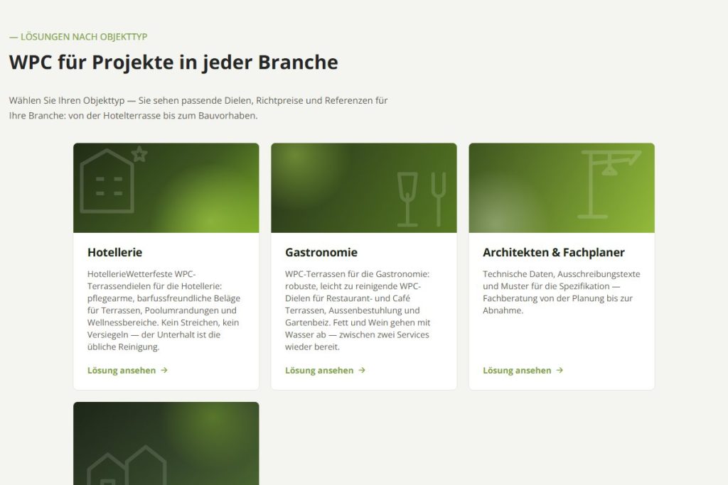 Branchen-Karten für Hotellerie, Gastronomie, Architekten und Objektbau auf woodentec.swiss